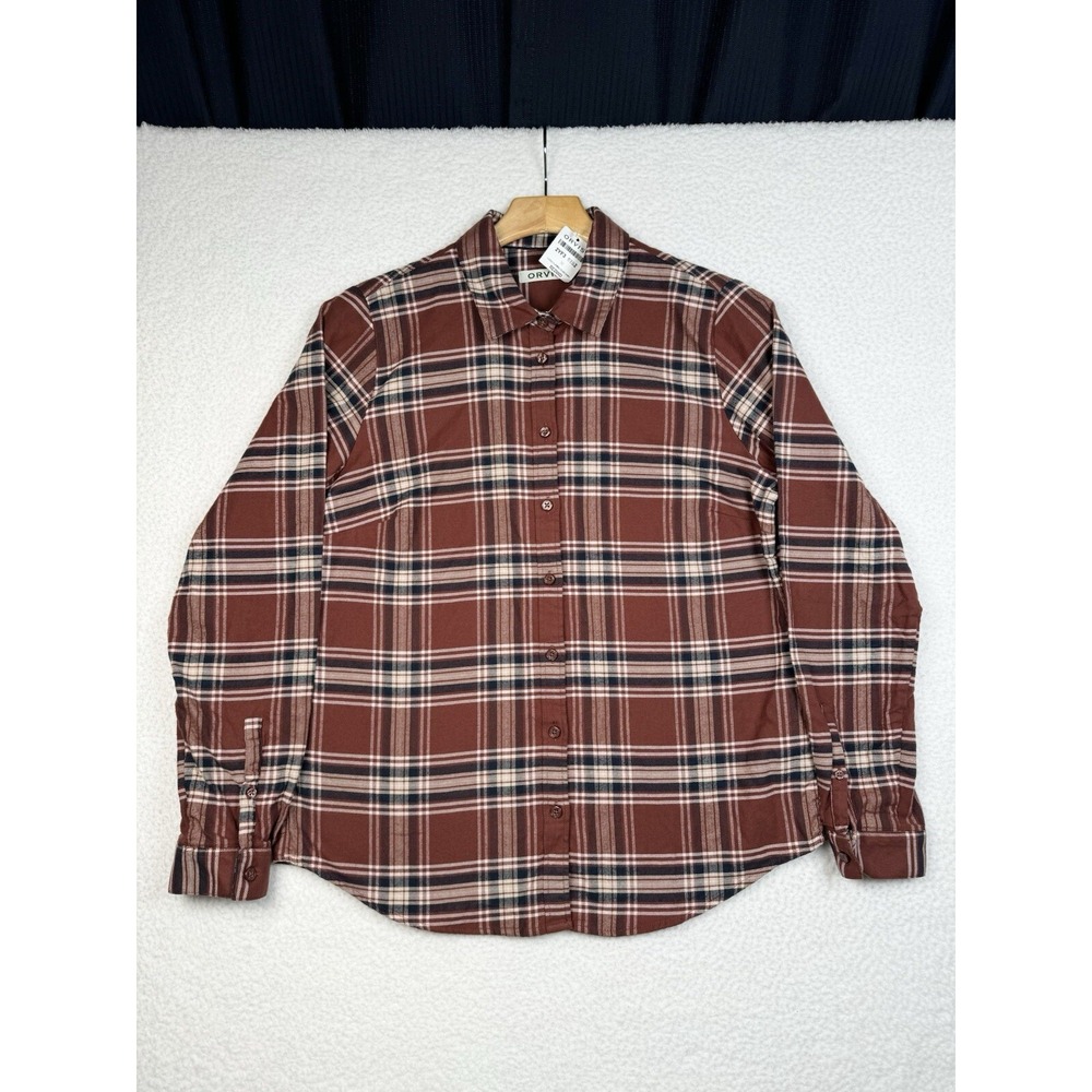 NEW - Orvis Button Up Shirt Flannel Brown Cotton - Men's Medium